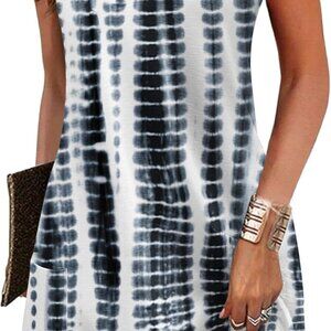 Women's Summer Dress Floral Loose V-Neck Sleeveless with Pockets Casual Travel
